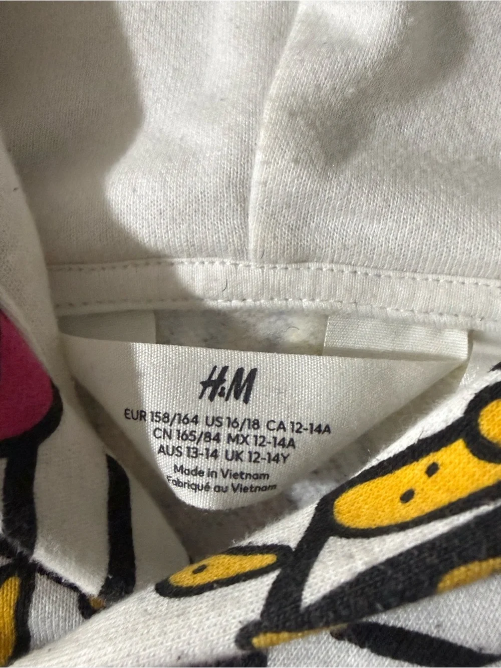 H&M White Garfield Hoodie with Cartoon Accents Boys 16-18